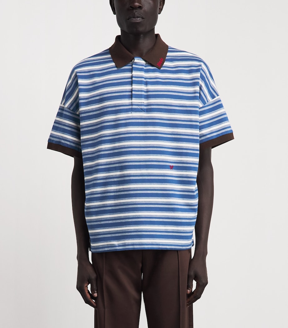 Rhude Mens Cotton Stripe Fontaine Polo Shirt Image 4