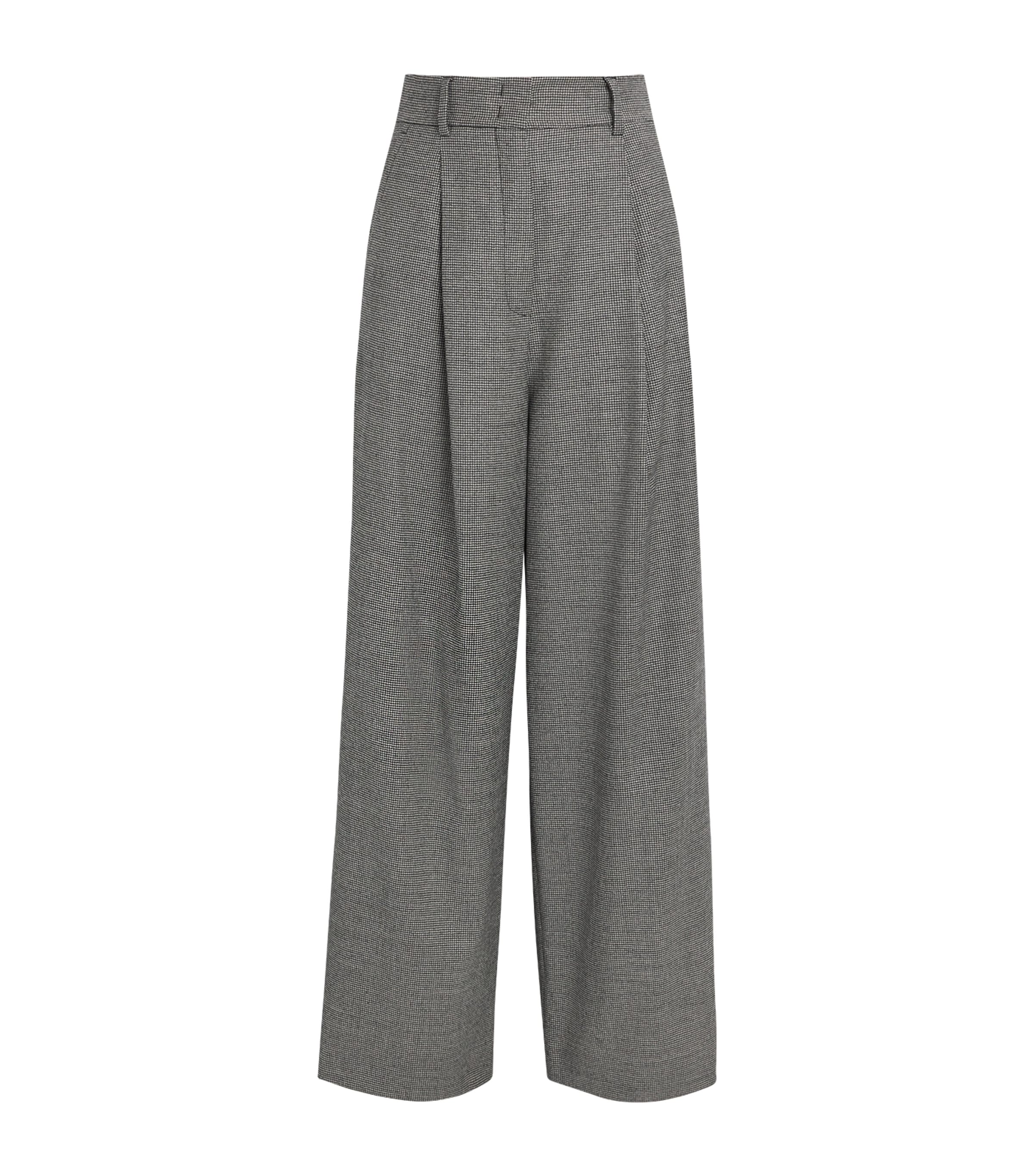 Weekend Max Mara Virgin Wool Houndstooth Tailored Trousers In Black