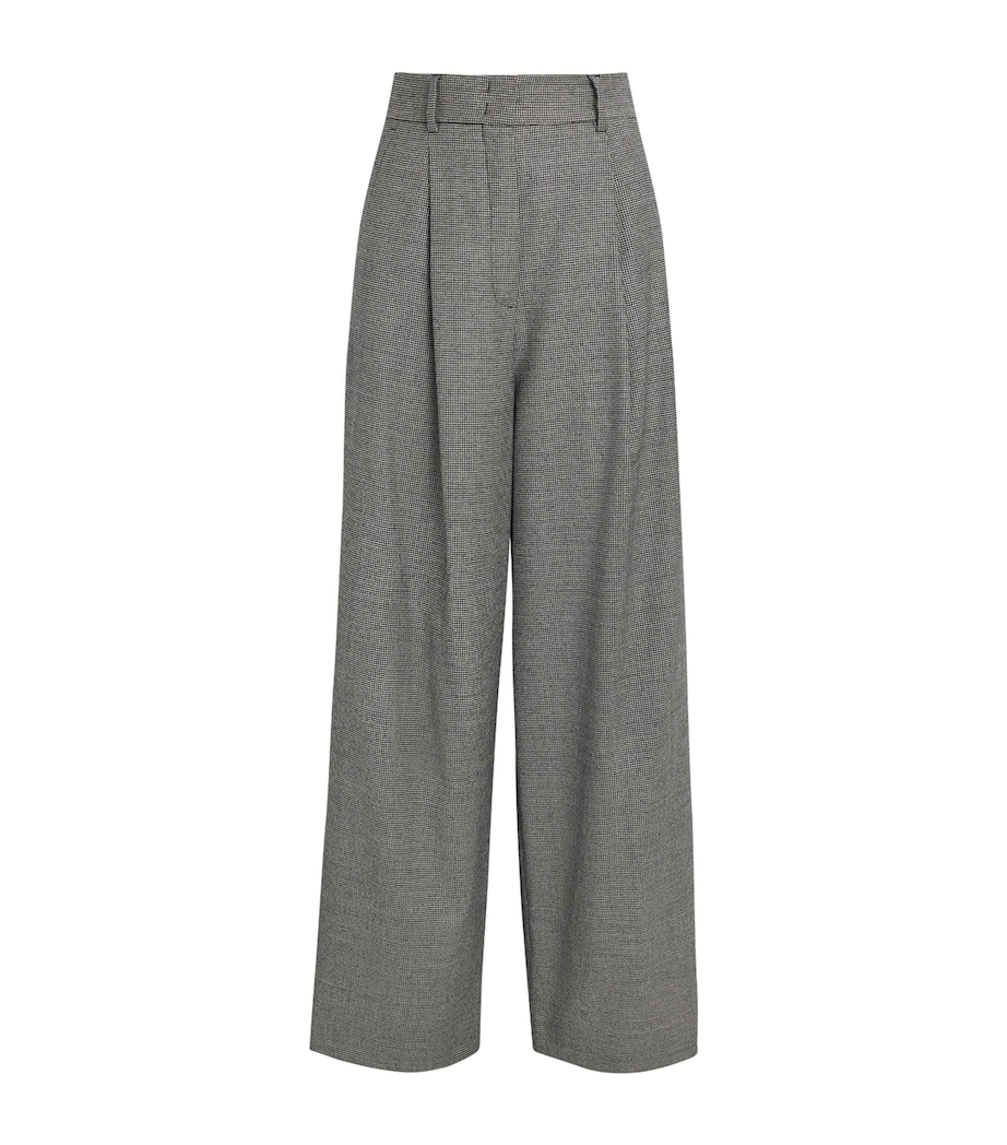 Virgin Wool Houndstooth Tailored Trousers BLACK Image 1