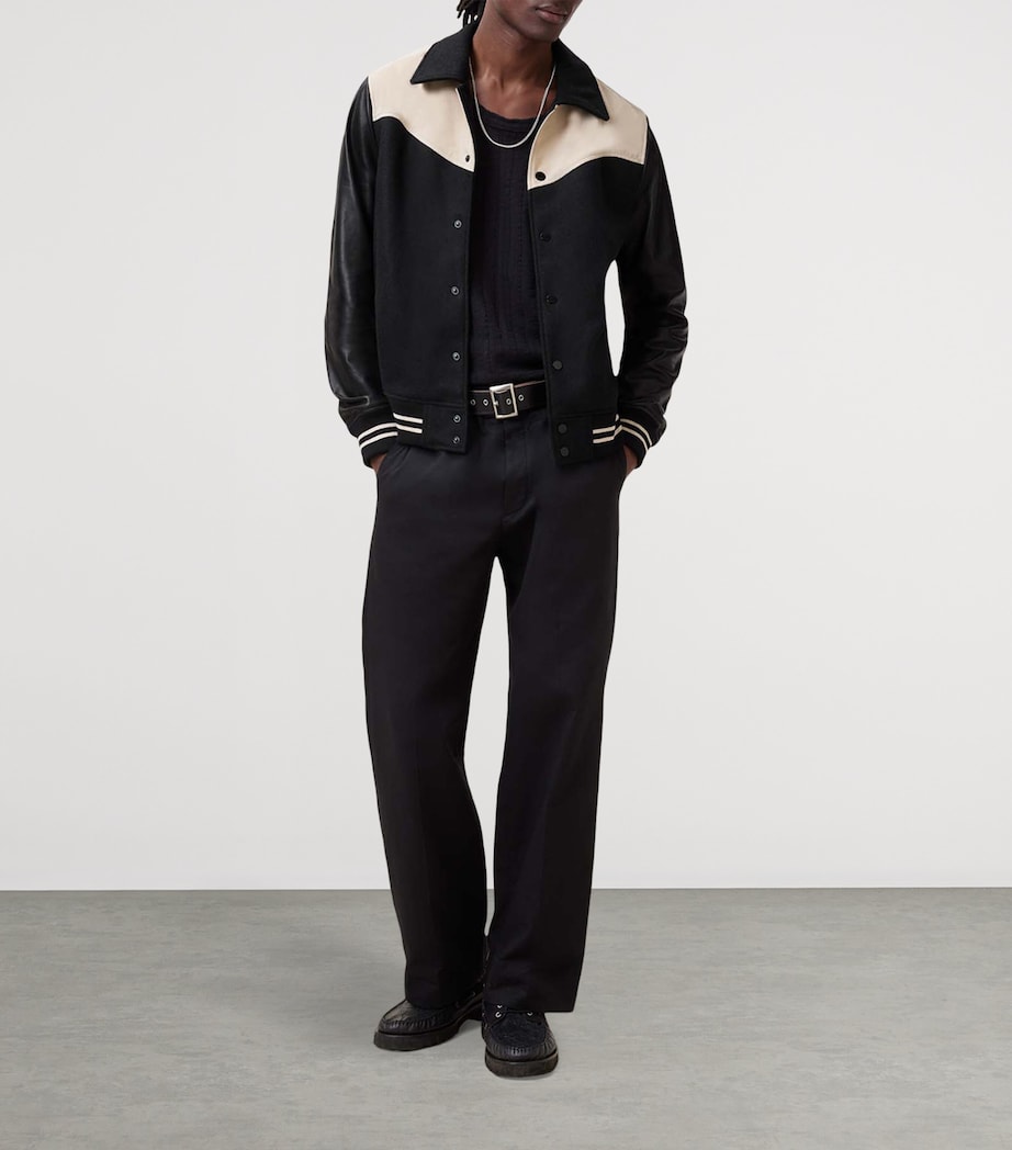 Leather-Trim Endleton Bomber Jacket BLACK/ECRU WHITE Image 2