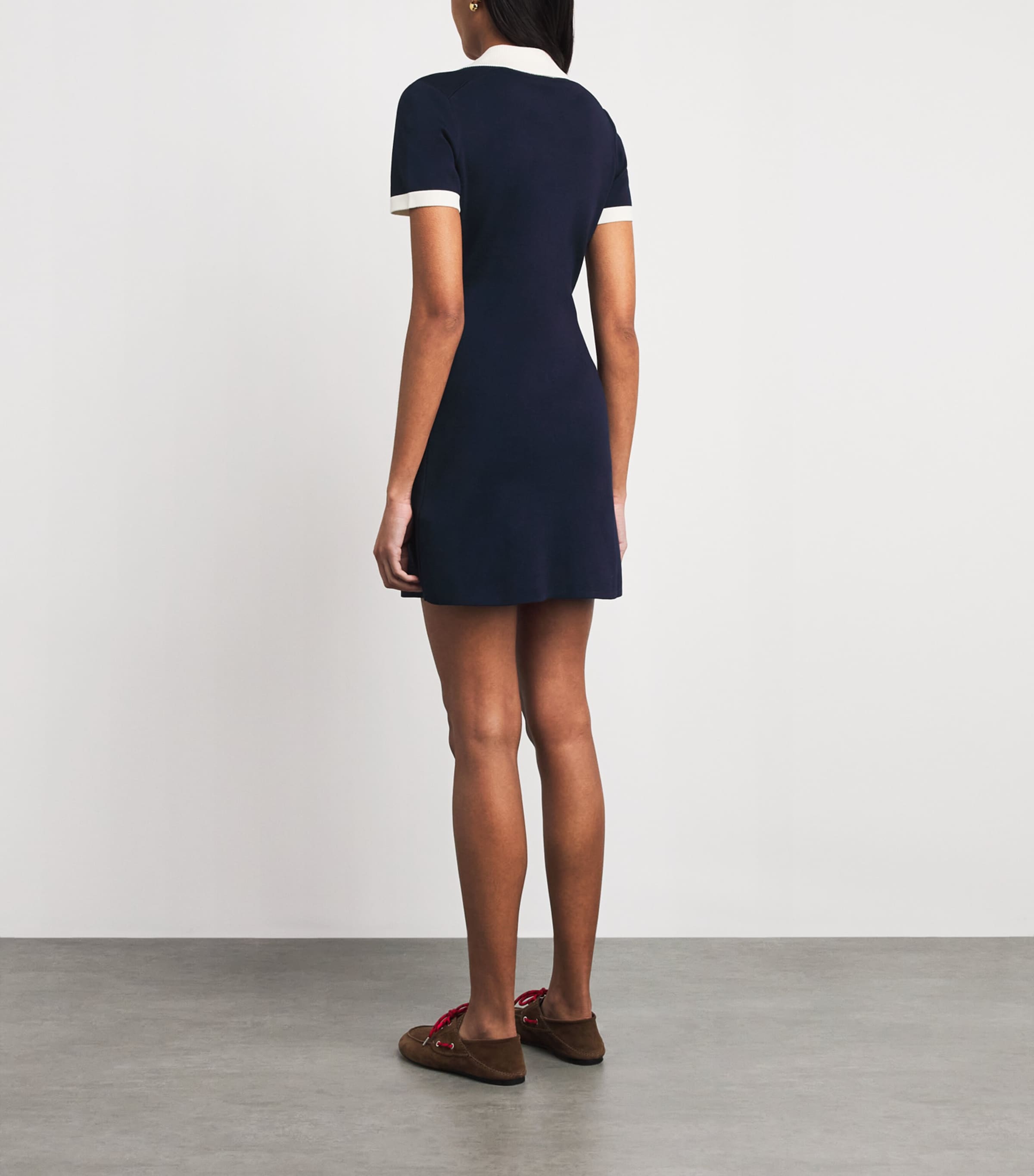 Maje Womens Cotton-Blend Polo Mini Dress Navy Image 4