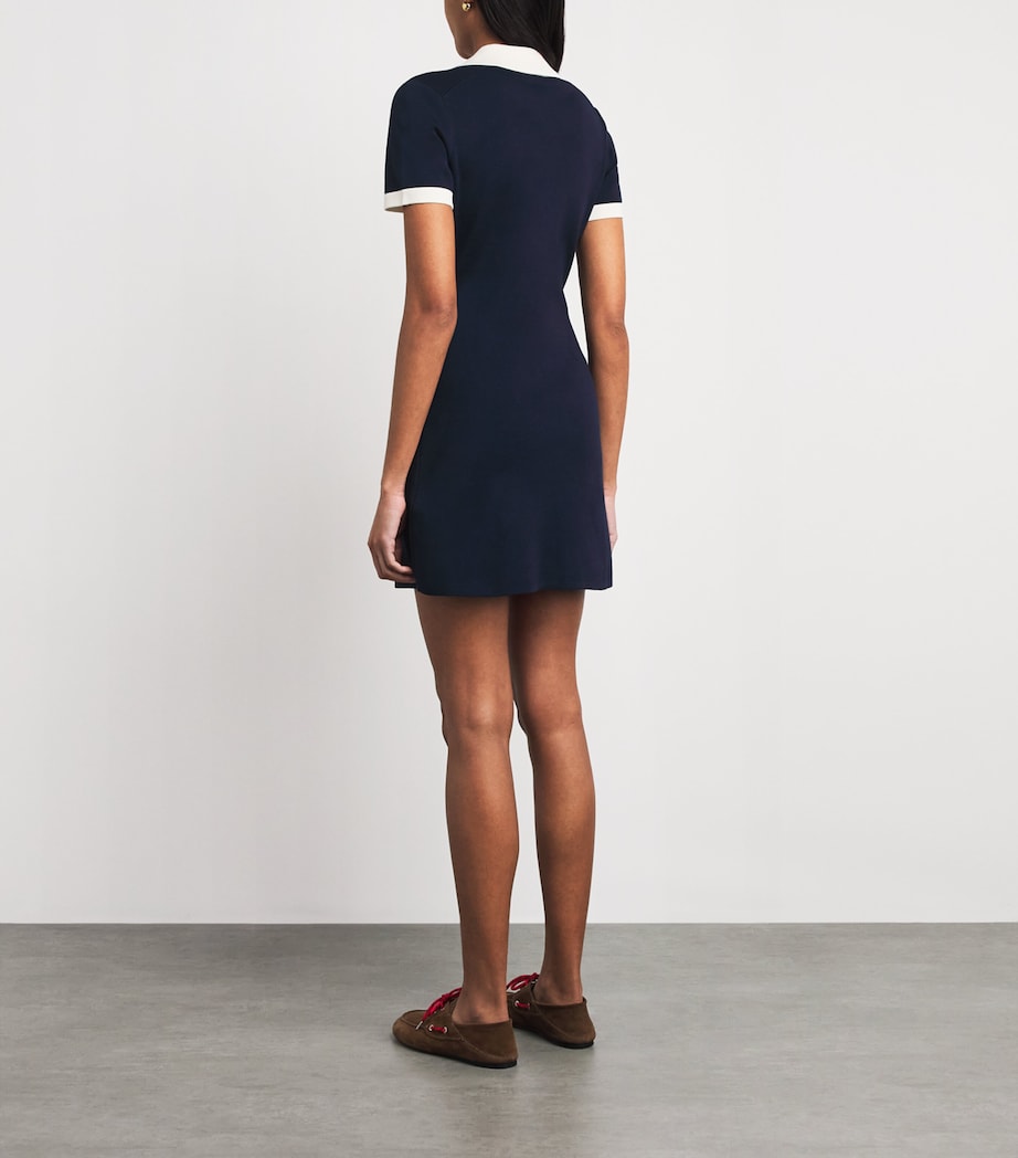 Maje Womens Cotton-Blend Polo Mini Dress Navy Image 4