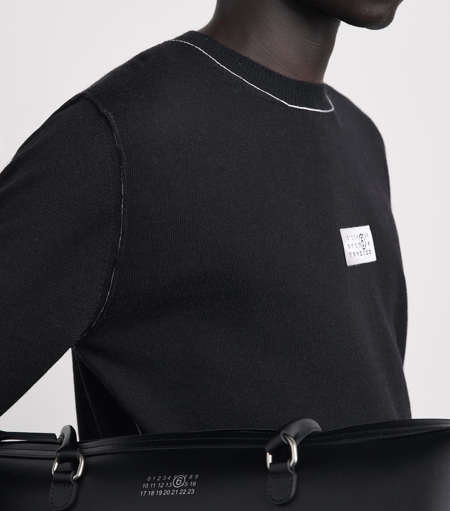 MM6 Maison Margiela Mens Virgin Wool-Blend Numeric Tab Sweater Black Image 3