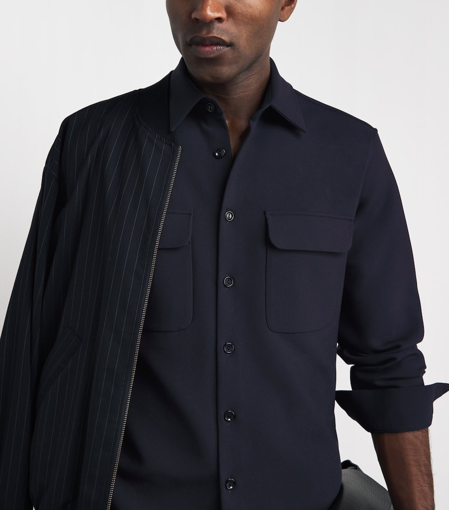 Sandro Paris Mens Straight-Fit Shirt Navy Blue Image 3