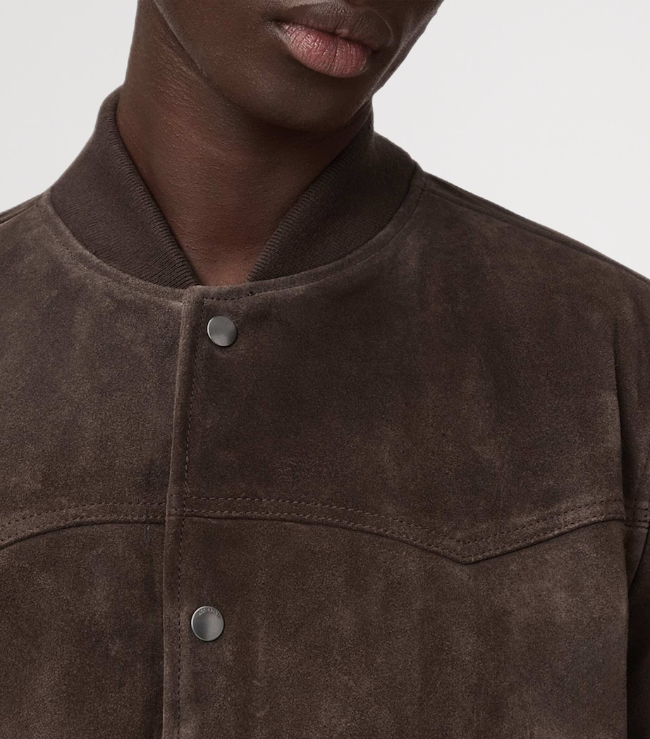 AllSaints Mens Wool Stafford Bomber Jacket Woodland Brown Image 6