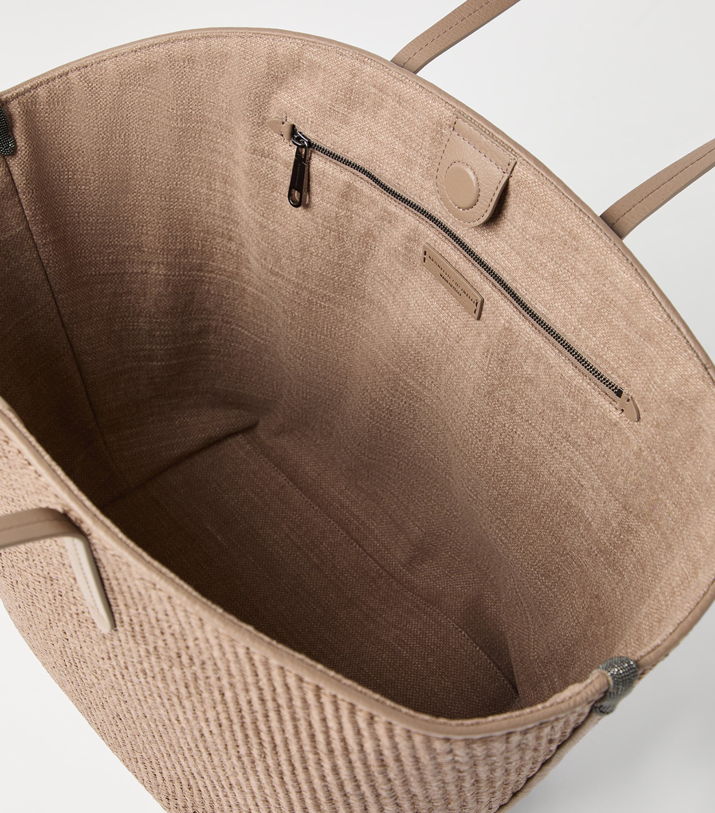 トートバッグ Brunello Cucinelli Shopper Buy Brunello Cucinelli White Large Logo-embroidered Shopper