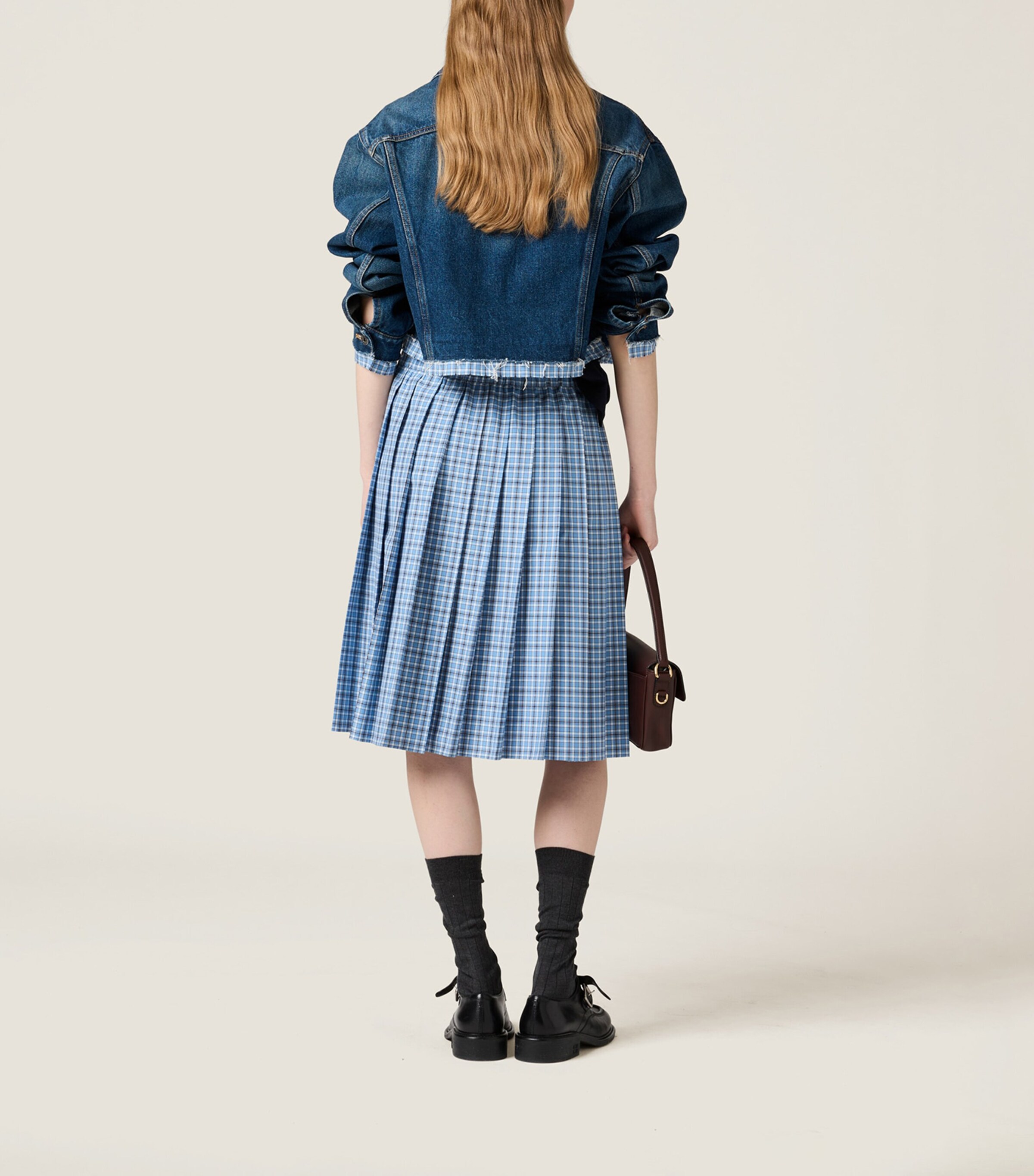 Miu Miu Womens Cotton Pleated Midi Skirt Image 3