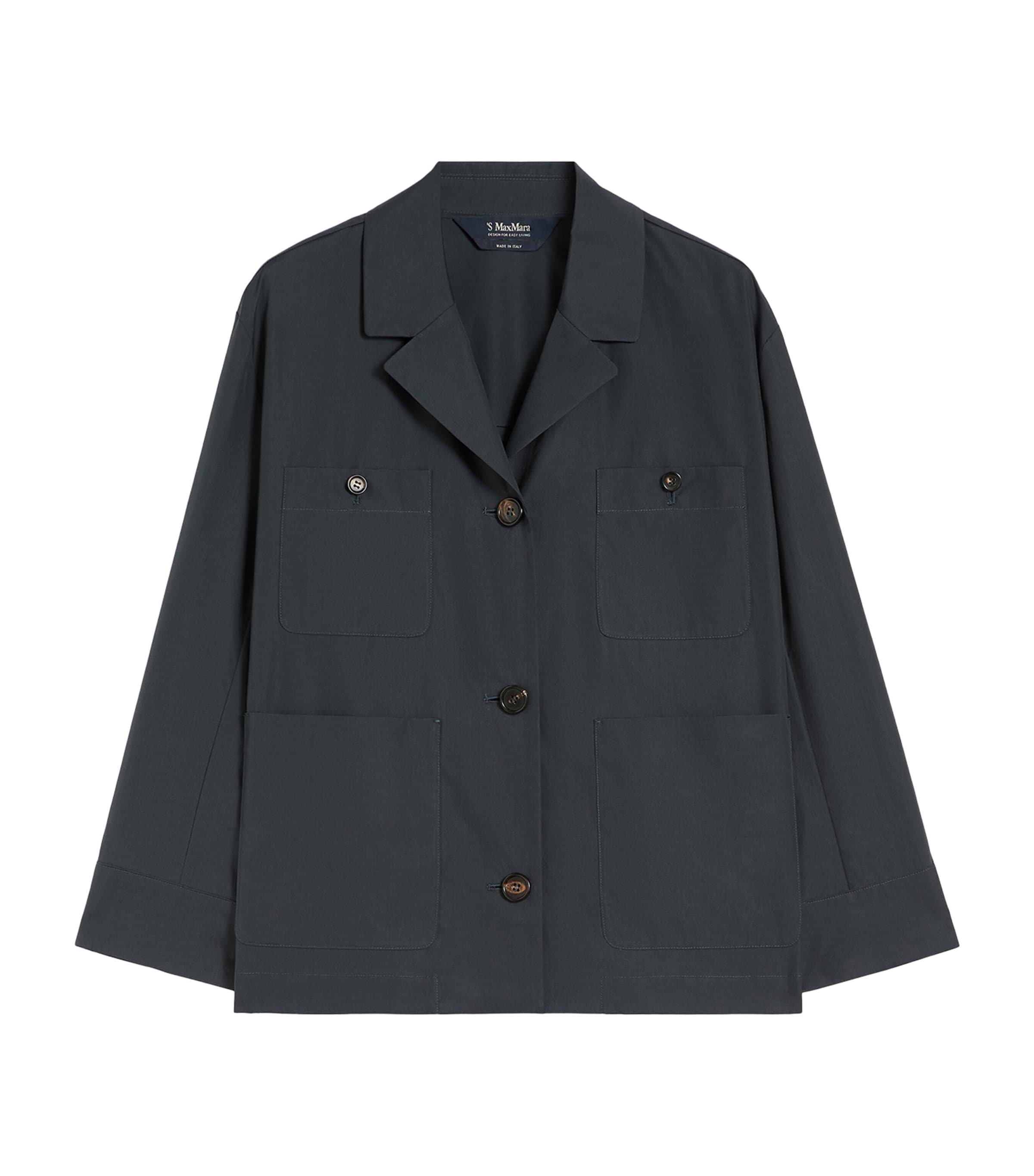 Max Mara Womens Cotton Pocket-Detail Shacket Ultramarine Image 1