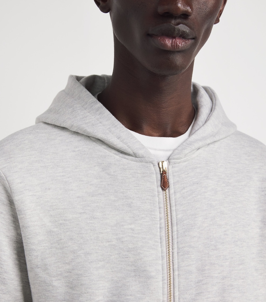 Cotton-Blend Zip-Up Hoodie GRIGIO CHIARO MELANG Image 6