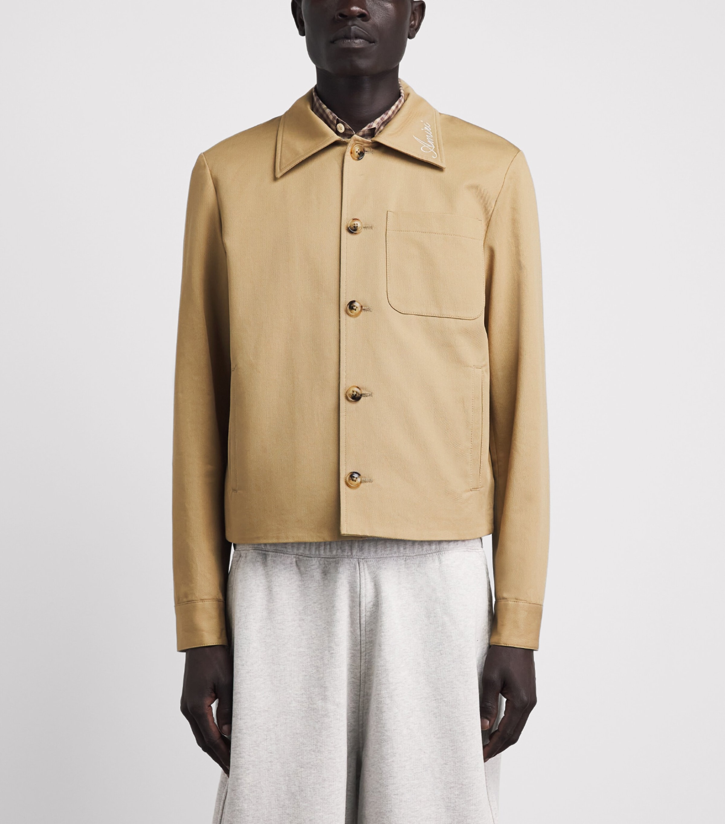 AMIRI Mens Cotton Script Shacket Earth Image 4