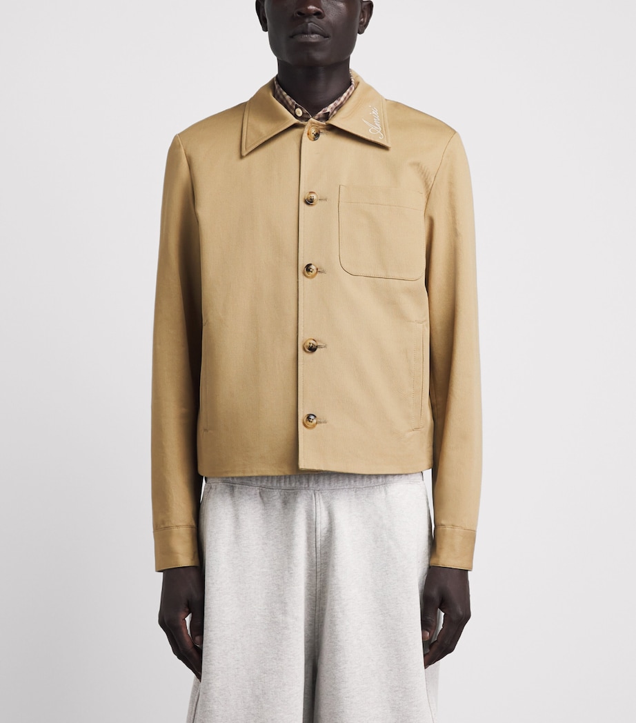 AMIRI Mens Cotton Script Shacket Earth Image 4