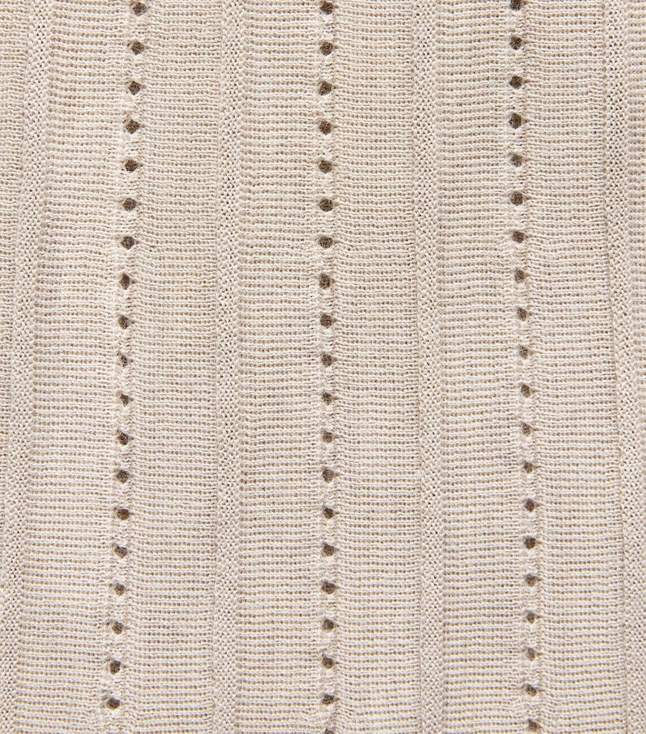 Agnona Womens Plissé V-Neck Sweater Beige Greige Image 6