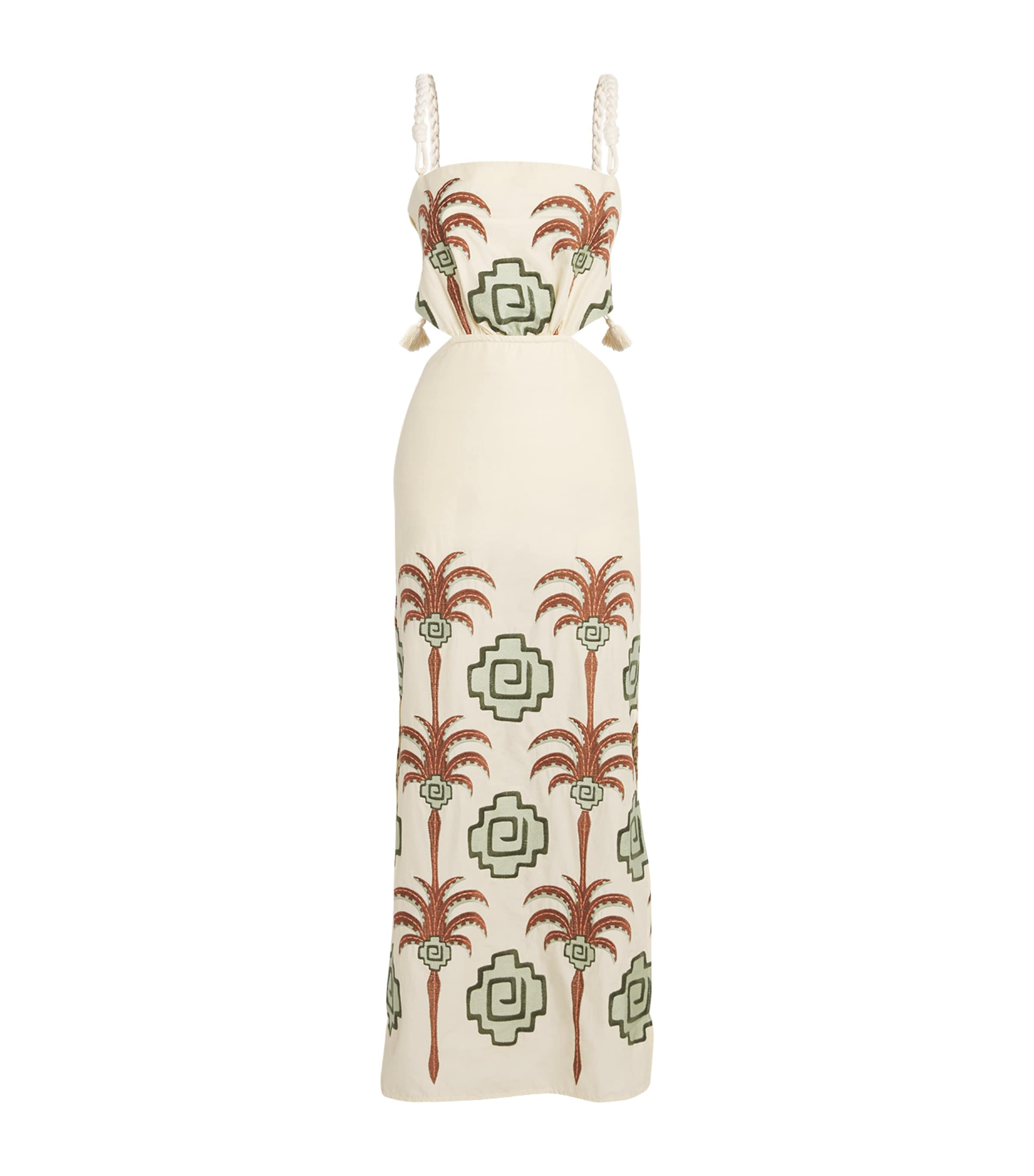 Johanna Ortiz Tributaries Palm-tree Embroidered Cut-out Maxi Dress In White