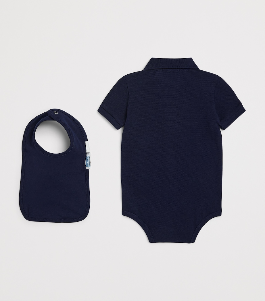 Ralph Lauren Kids Cotton Bodysuit and Bib Set (3-12 Months) Refined Navy Image 2