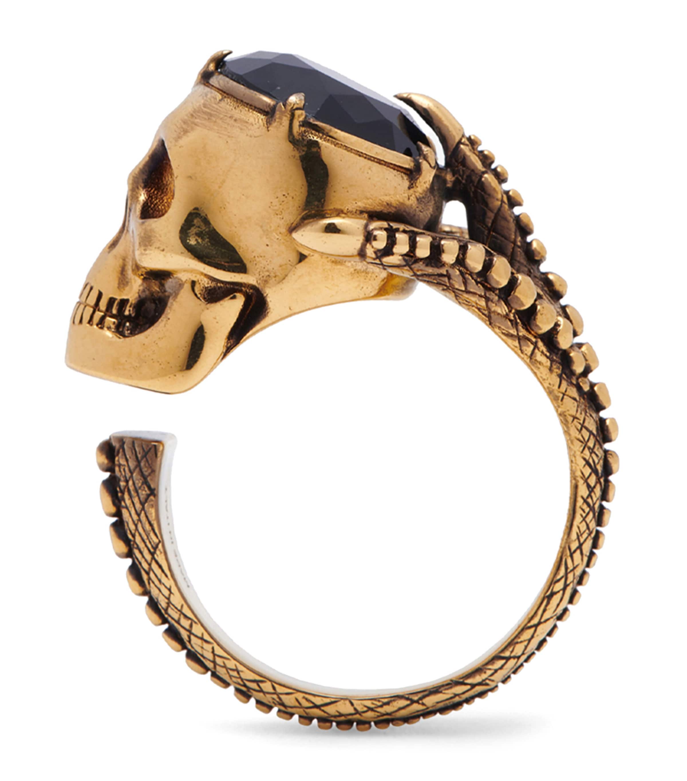 Alexander Mcqueen Victorian Skull Band Ring In Gold