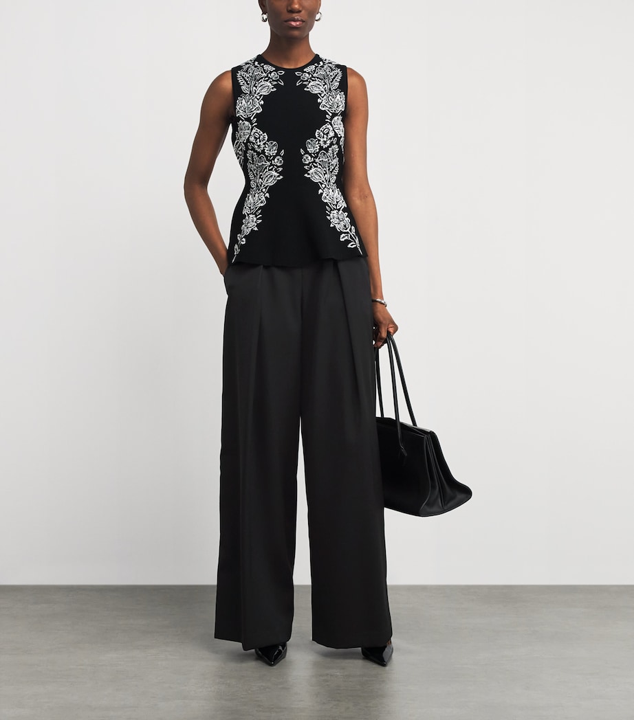 Pleated Wide-Leg Trousers BLACK Image 2