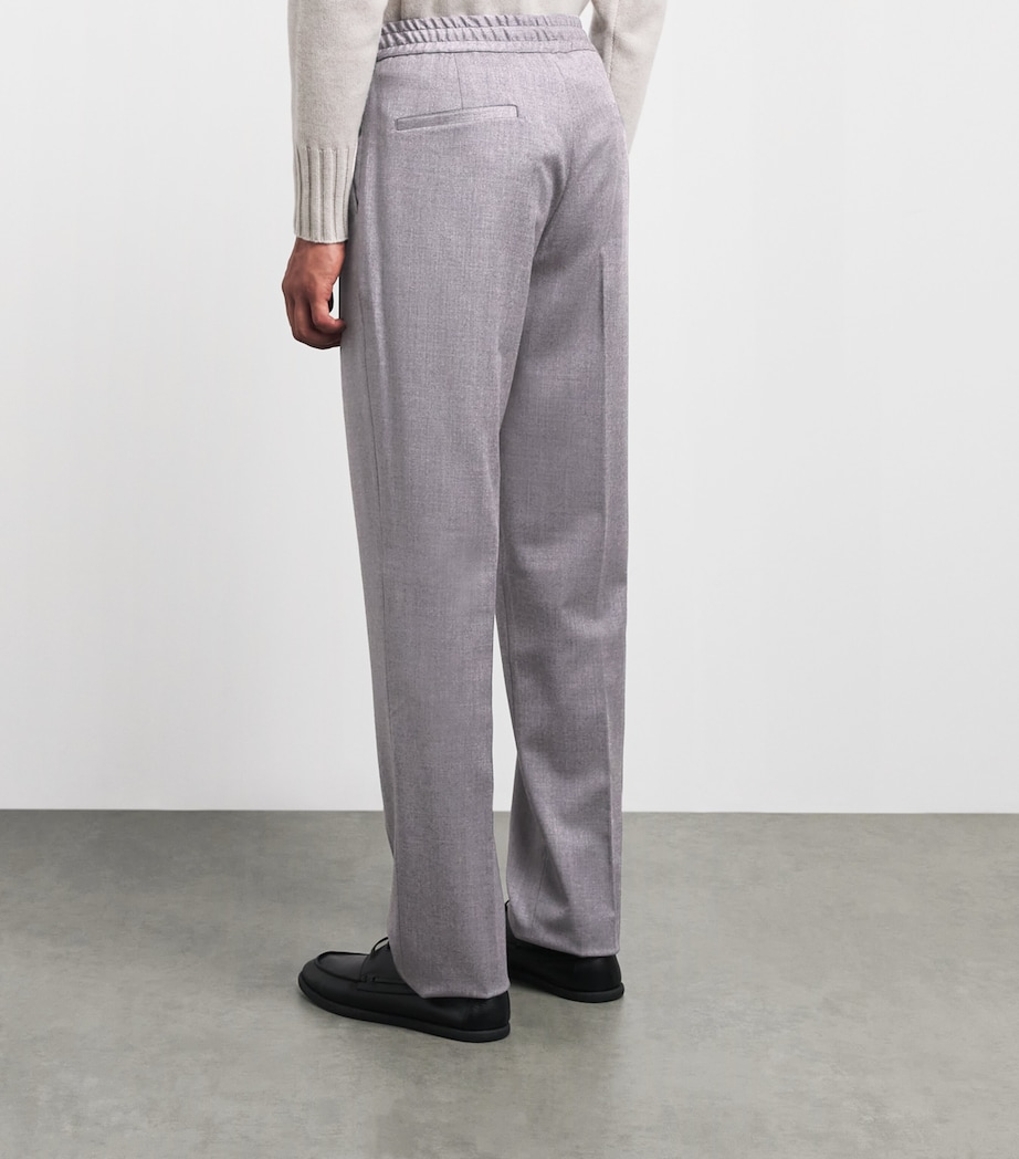 Maurizio Baldassari Mens Stretch-Virgin Wool Drawstring Trousers Warm Light Grey Image 5