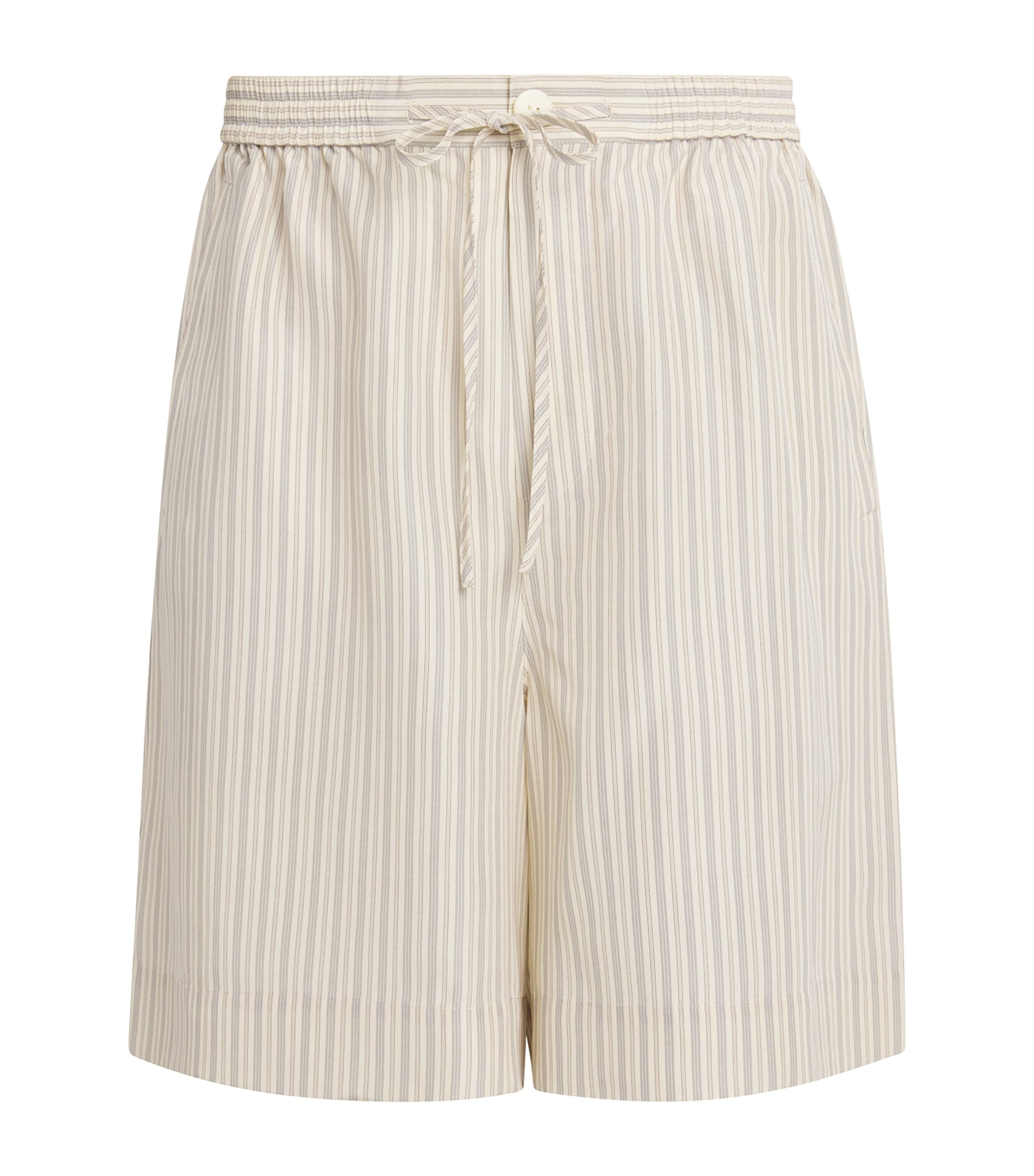 Róhe Mens Silk Striped Shorts Cream Hrtg Strip Image 1