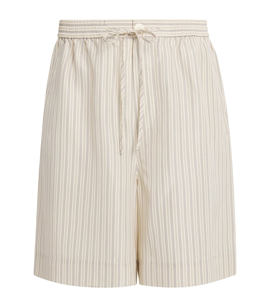 Róhe Mens Silk Striped Shorts Cream Hrtg Strip Image 1