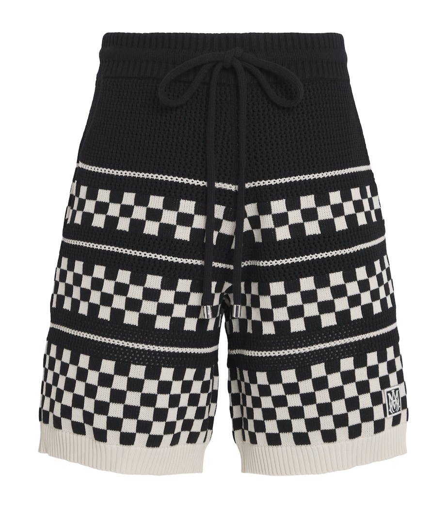AMIRI Mens Wool-Blend Mesh Check Shorts Black Image 1