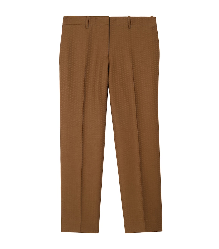 Burberry Womens Wool-Mohair Tailored Trousers Hazelnut Brwn Stripe Image 1