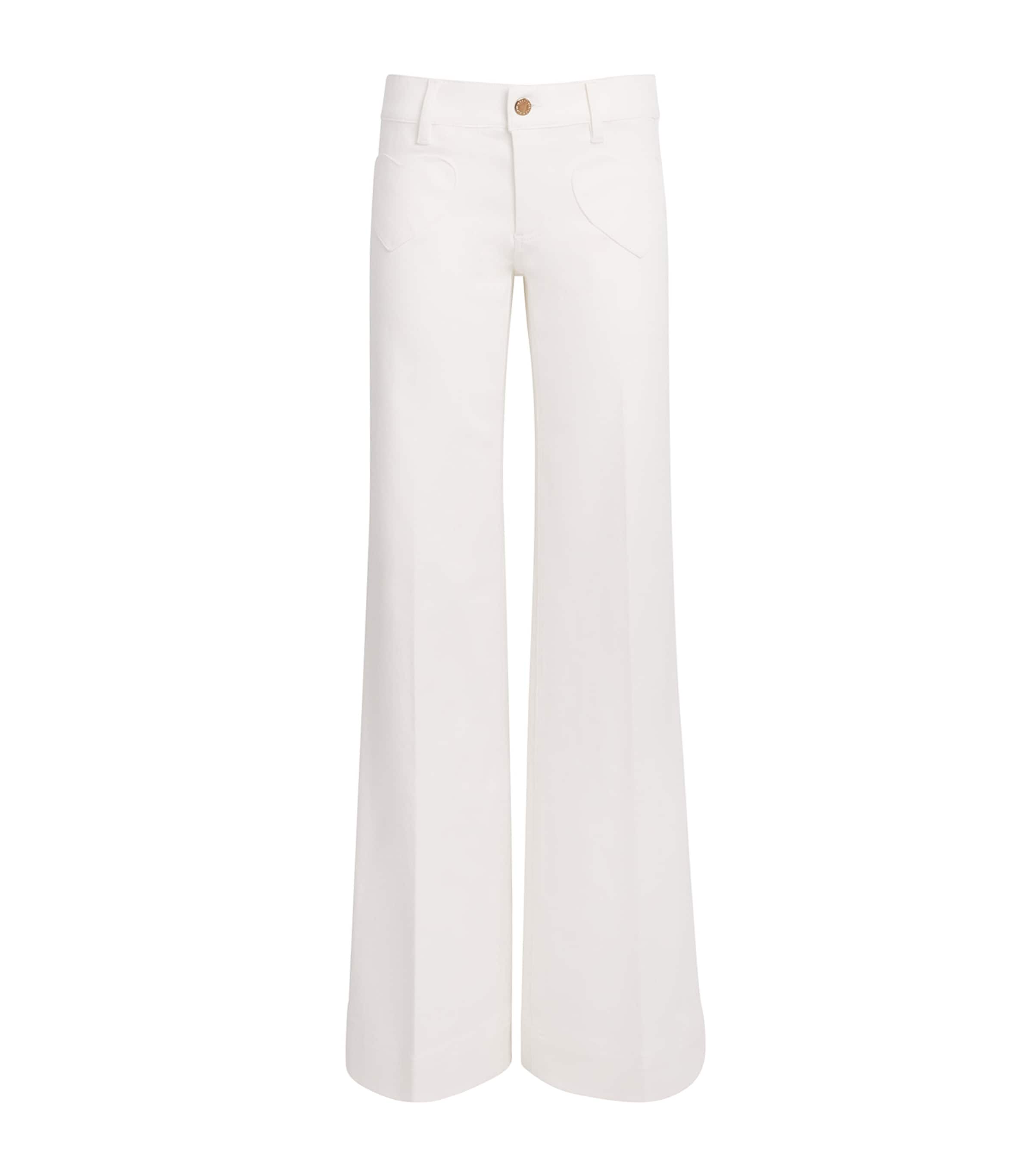 Alice And Olivia Slay Heart Wide-leg Jeans In White