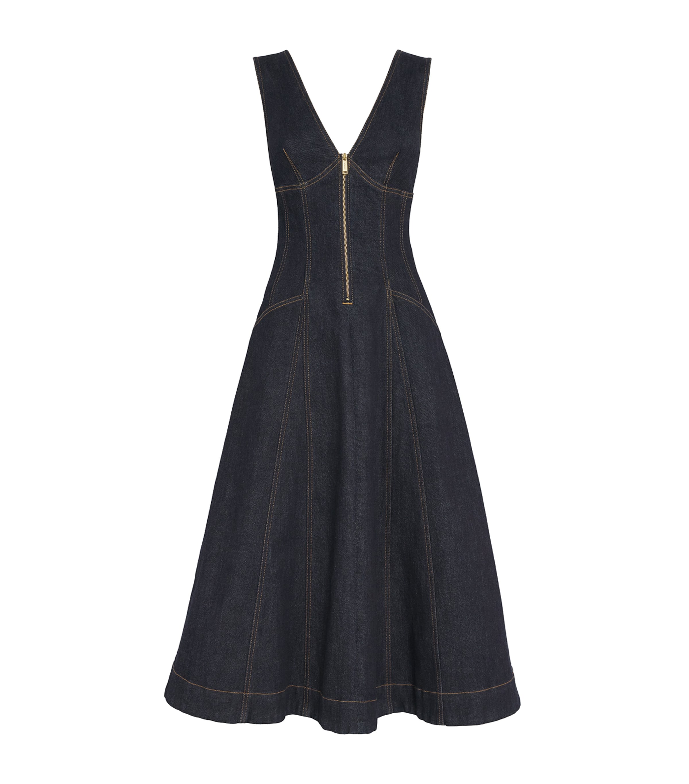 Self-portrait V-neck Denim Midi Dresses In Blue