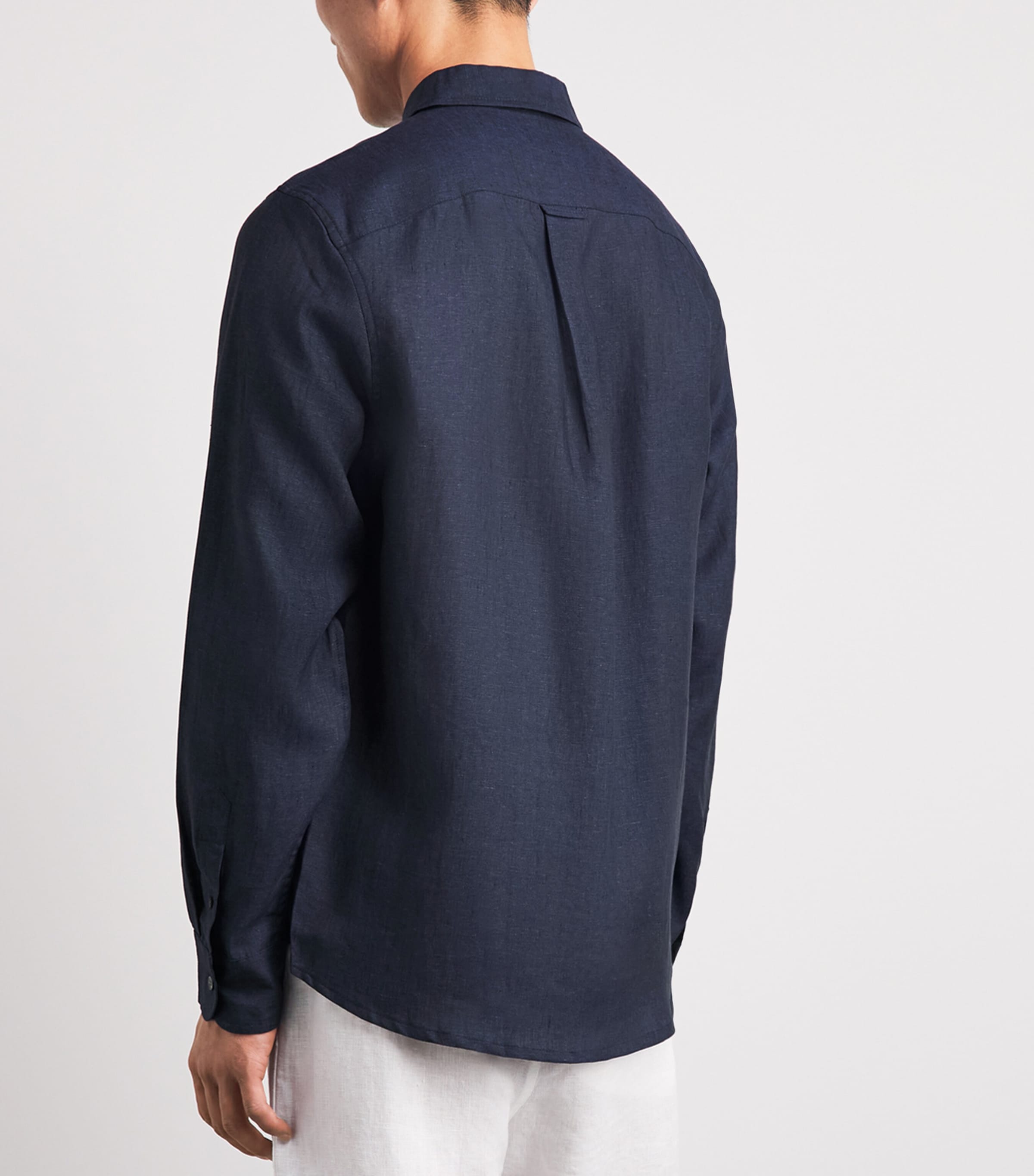 Derek Rose Mens Linen Monaco Shirt Nav Image 5