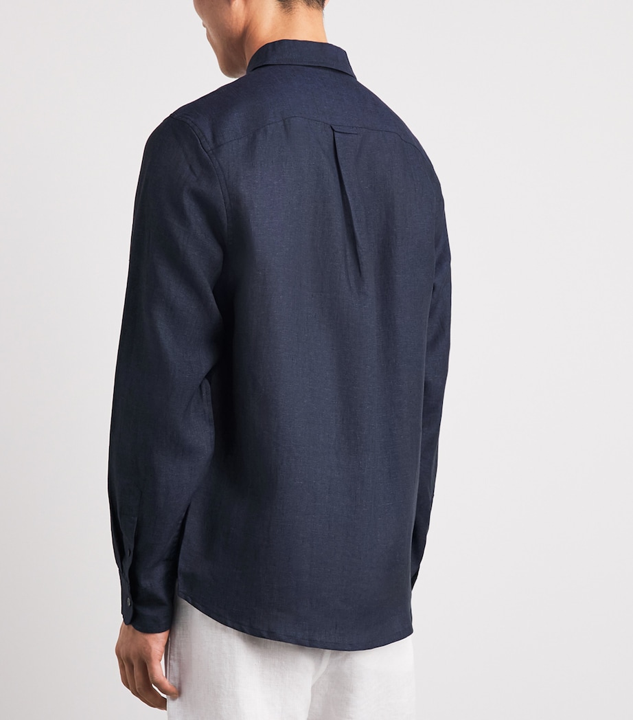 Derek Rose Mens Linen Monaco Shirt Nav Image 5