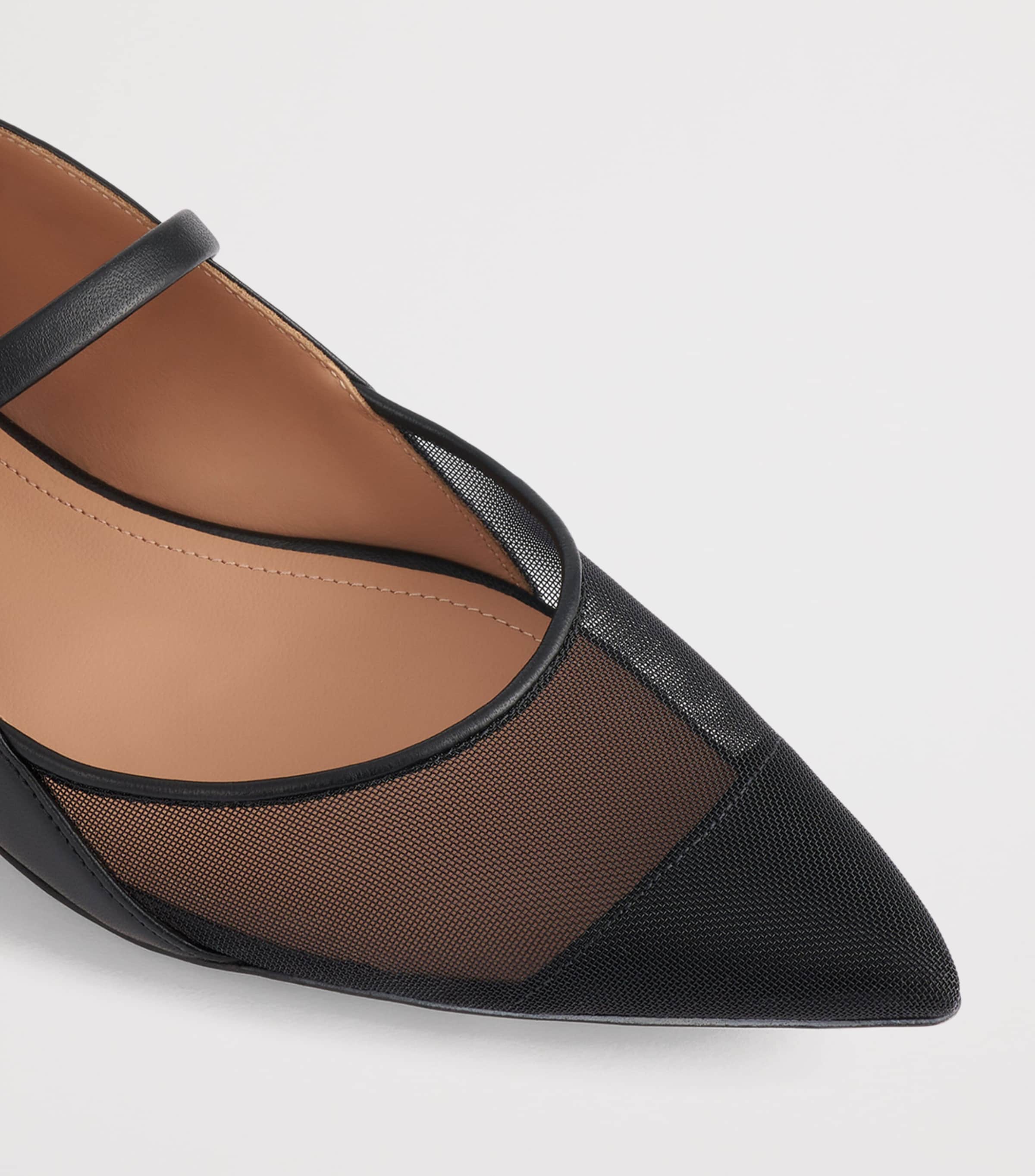 Malone Souliers Leather and Mesh Maureen Arc Flats Black Image 5