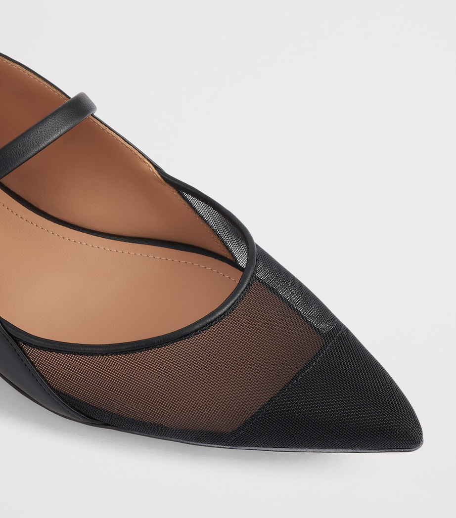 Malone Souliers Leather and Mesh Maureen Arc Flats Black Image 5