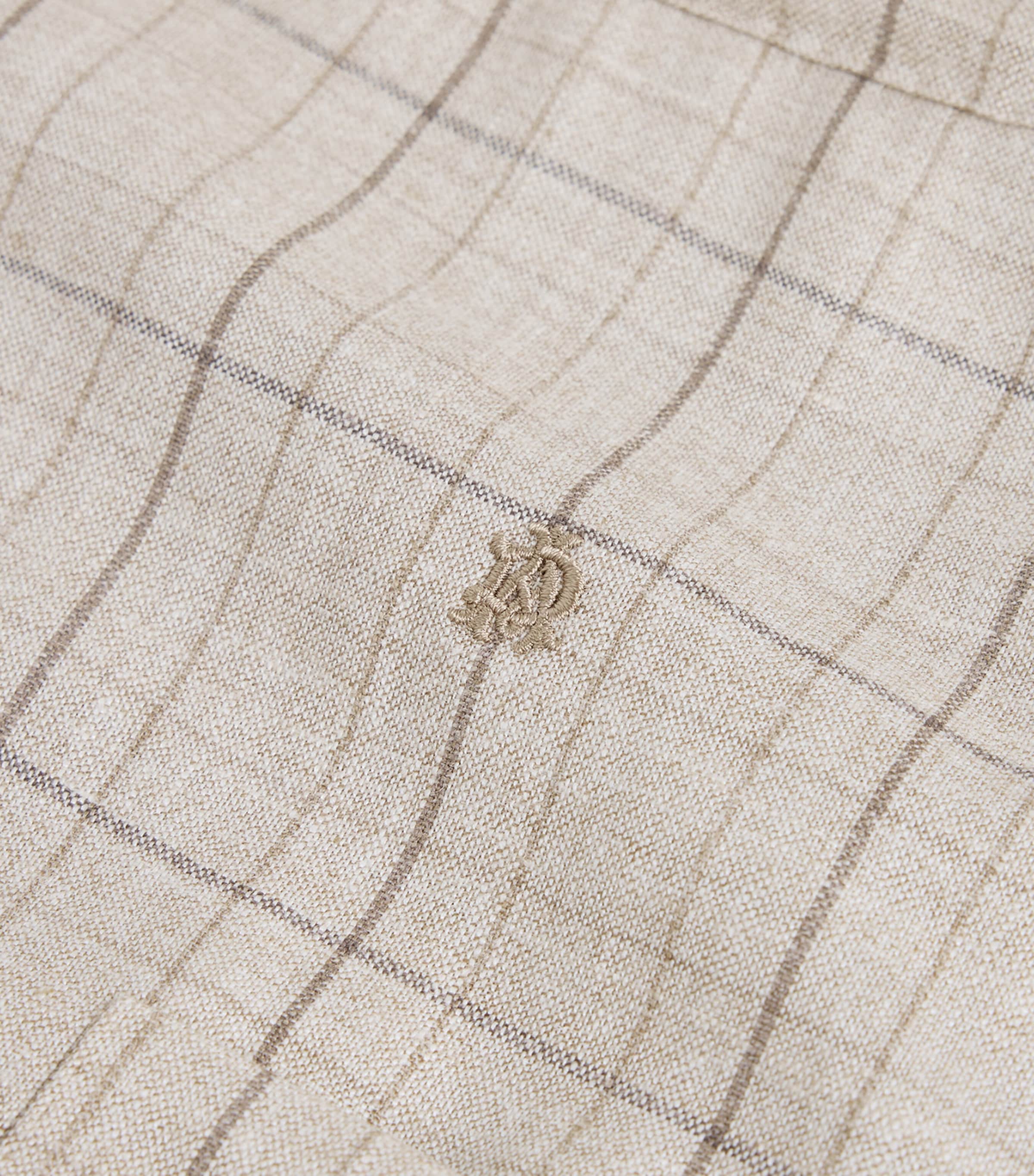 Dunhill Mens Wool-Silk-Linen Check Belted Jacket Image 7
