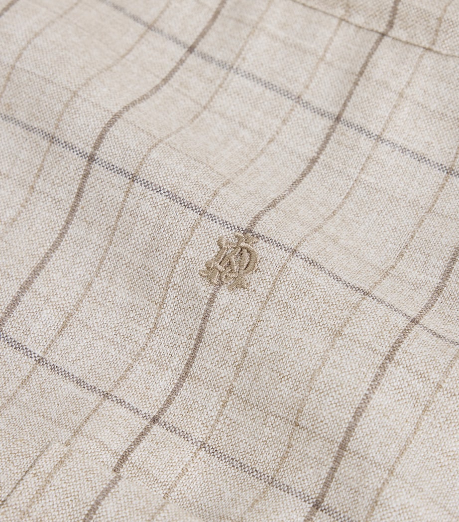 Dunhill Mens Wool-Silk-Linen Check Belted Jacket Image 7