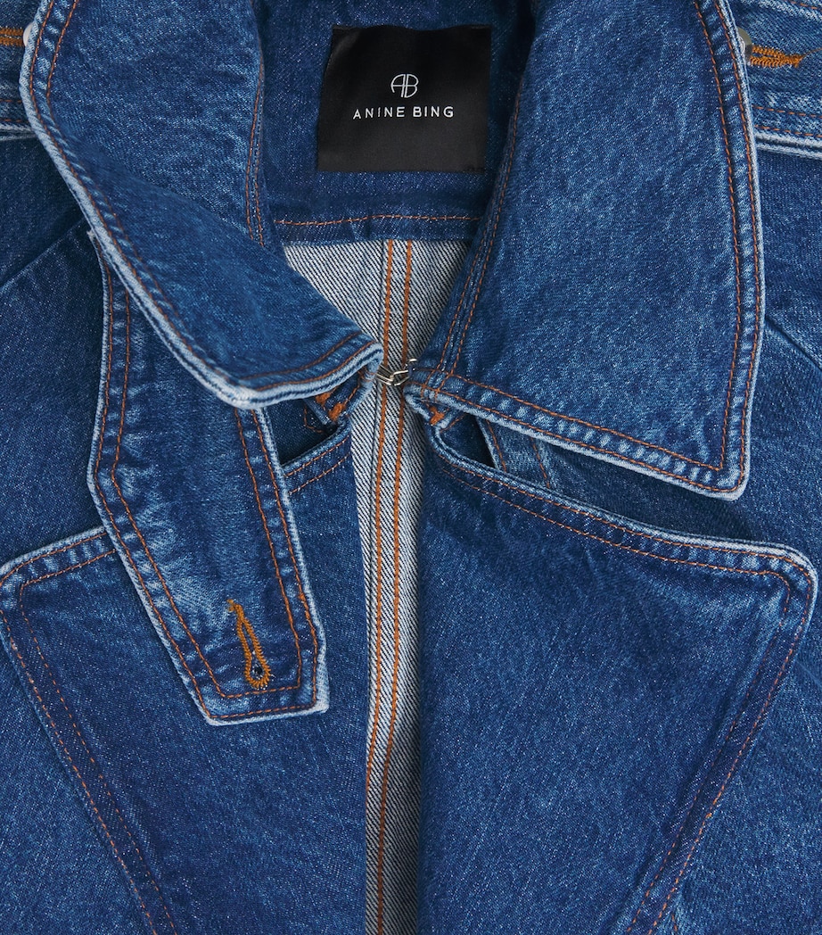 ANINE BING Womens Denim Pascale Trench Jacket Washed Blue Image 6