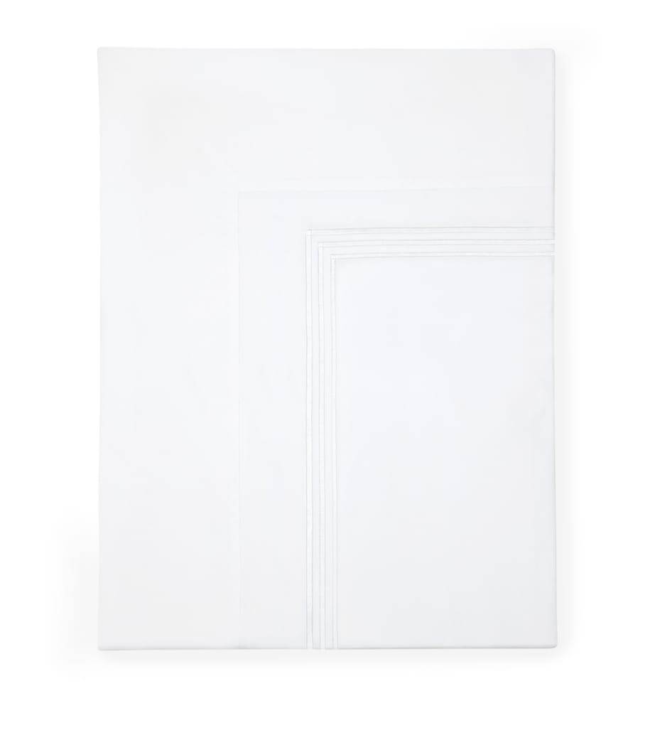 Tre Righe King Flat Sheet (300cm x 270cm) WHITE/WHITE Image 1