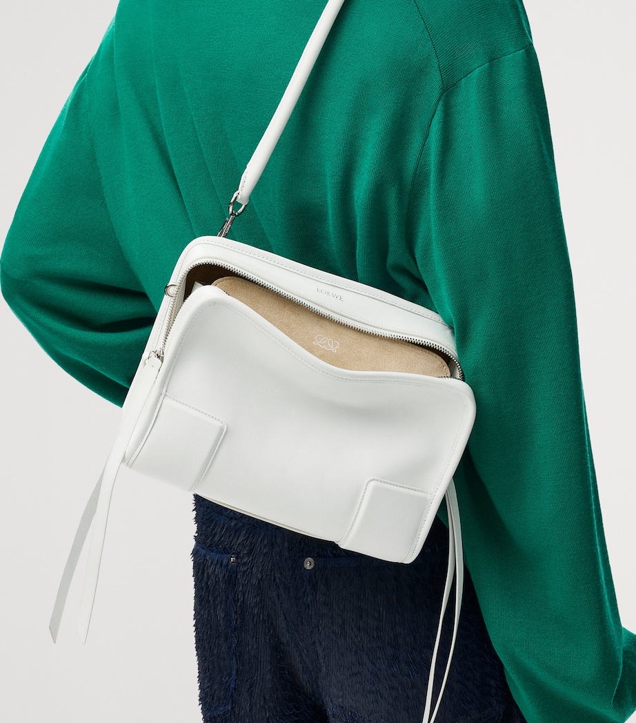 LOEWE Small Leather Amazona 180 Top-Handle Bag White Image 10