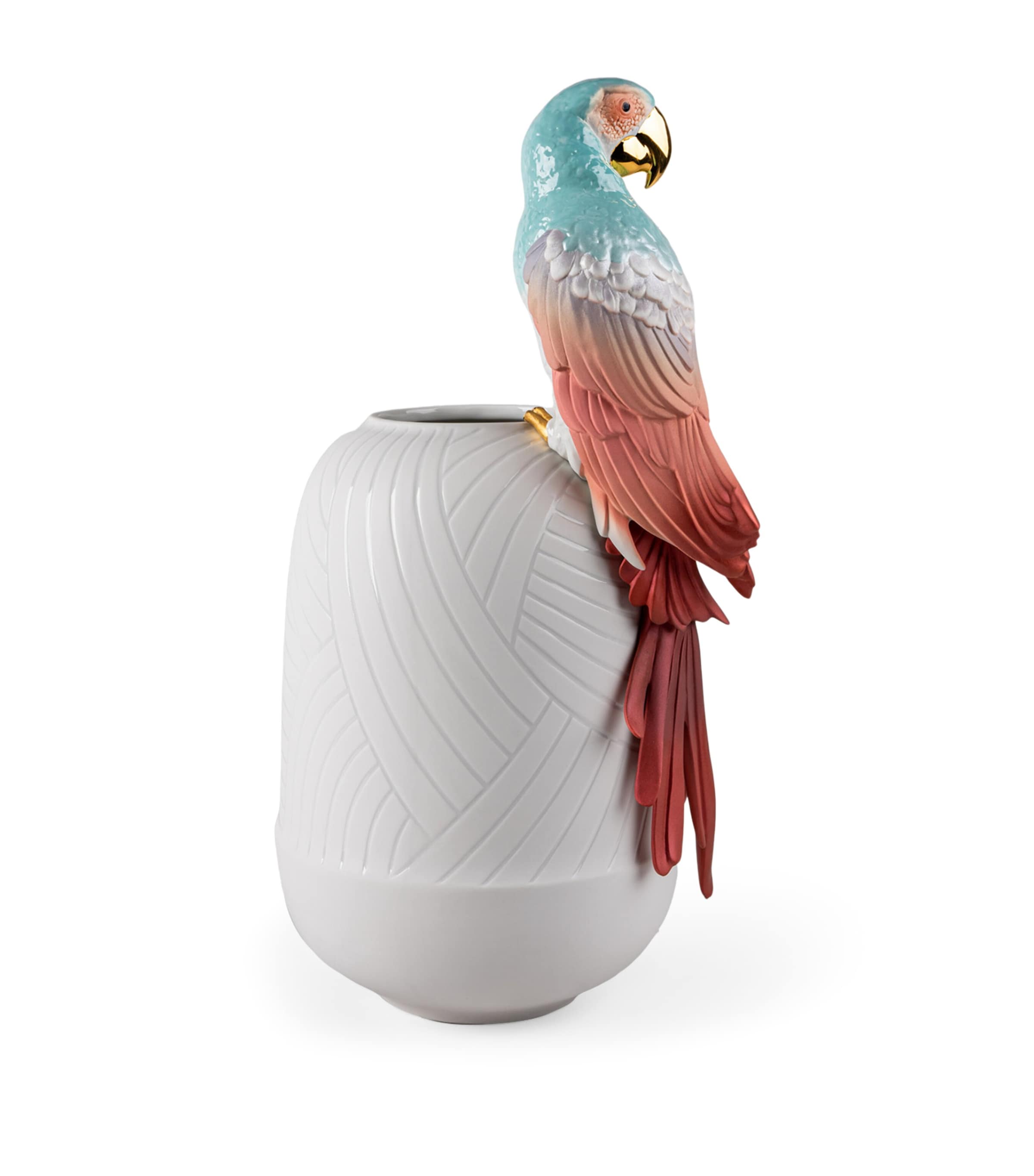 Porcelain Macaw Vase (56cm) WHITE & RED Image 2