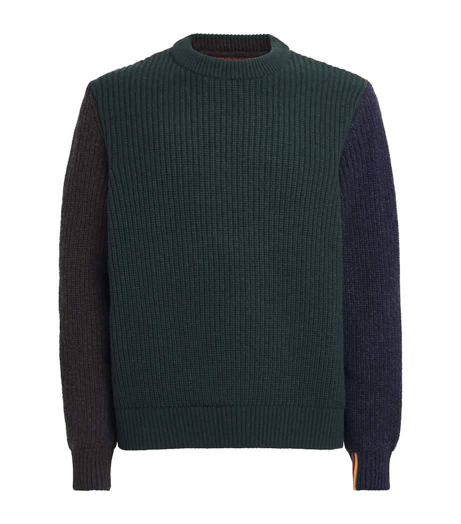 Barbour Mens x Paul Smith Wool Tyne Sweater Bottle Green Image 1