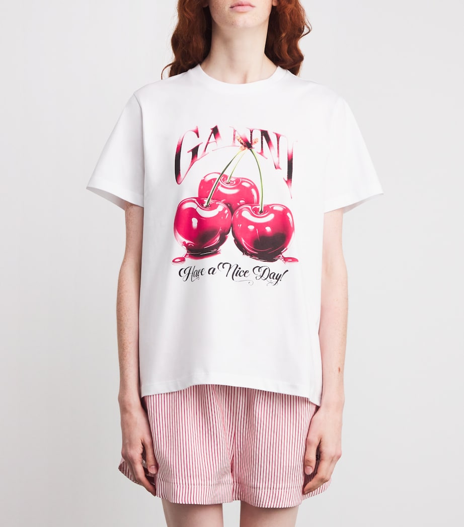 Organic Cotton Cherry T-Shirt 151 BRIGHT WHITE Image 3