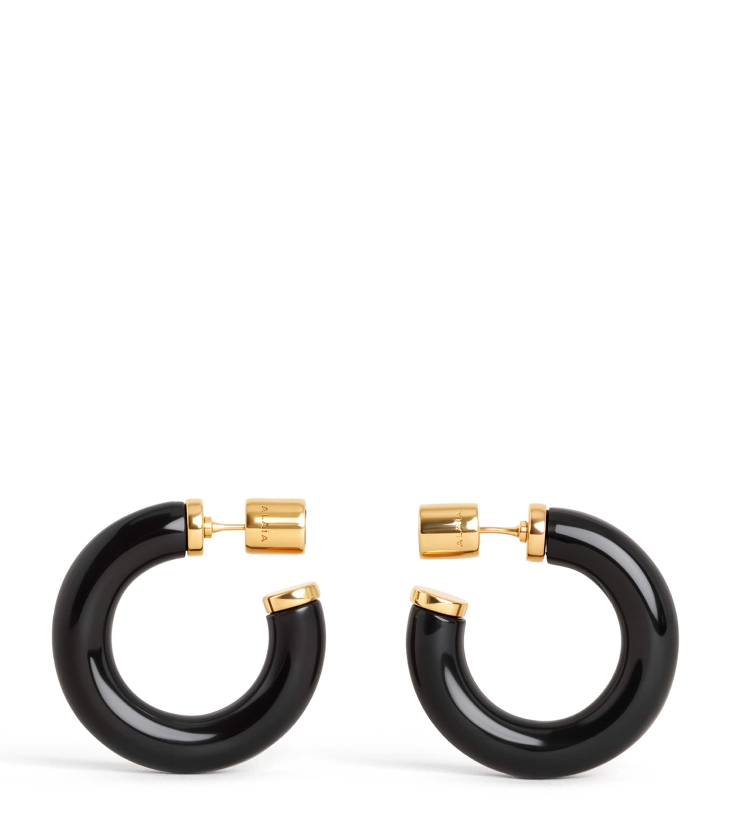 Alaïa Ray Hoop Earrings Gold/black Image 1