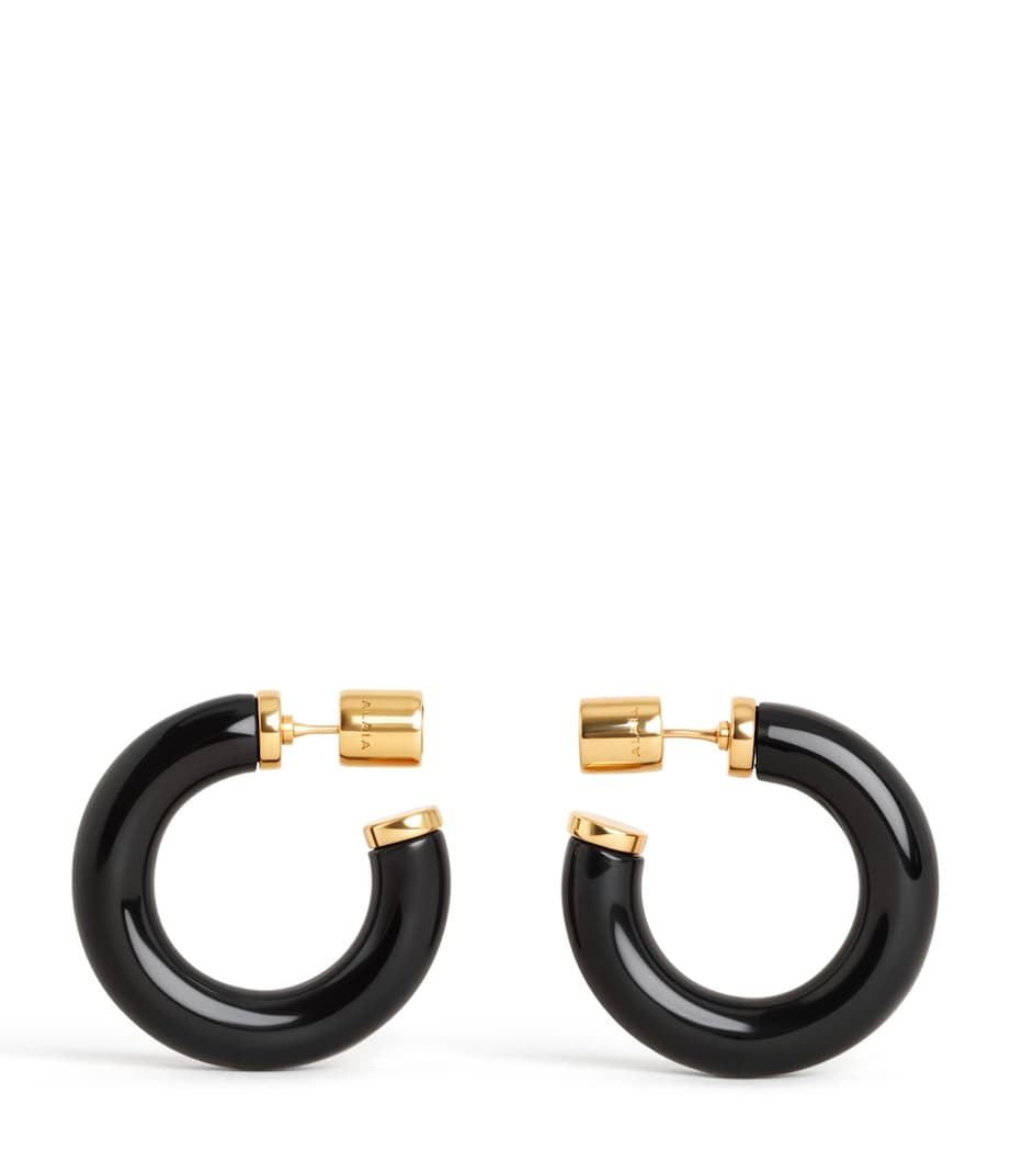 Alaïa Ray Hoop Earrings Gold/black Image 1