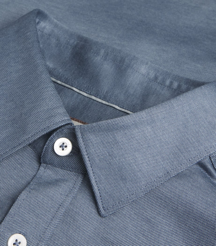 Canali Mens Cotton-Lyocell Jersey Shirt Blue Image 6