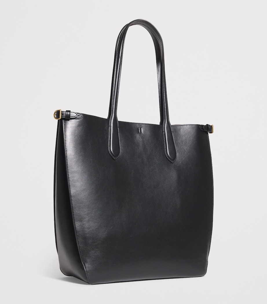 Large Leather Bellport Tote Bag BLACK Image 3