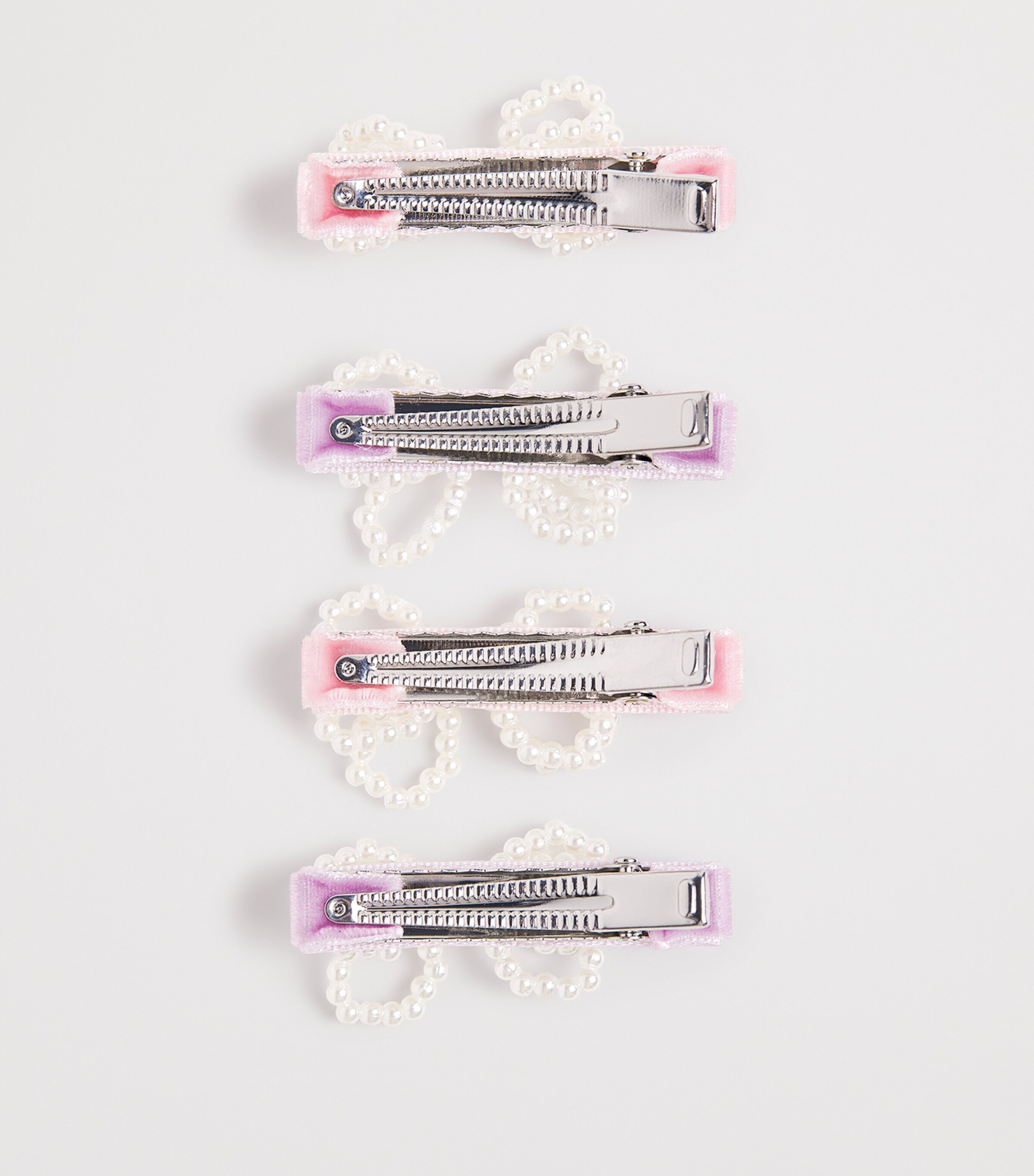 Velvet Pearl Bow Hairclips (Set of 4) MULTI Image 2