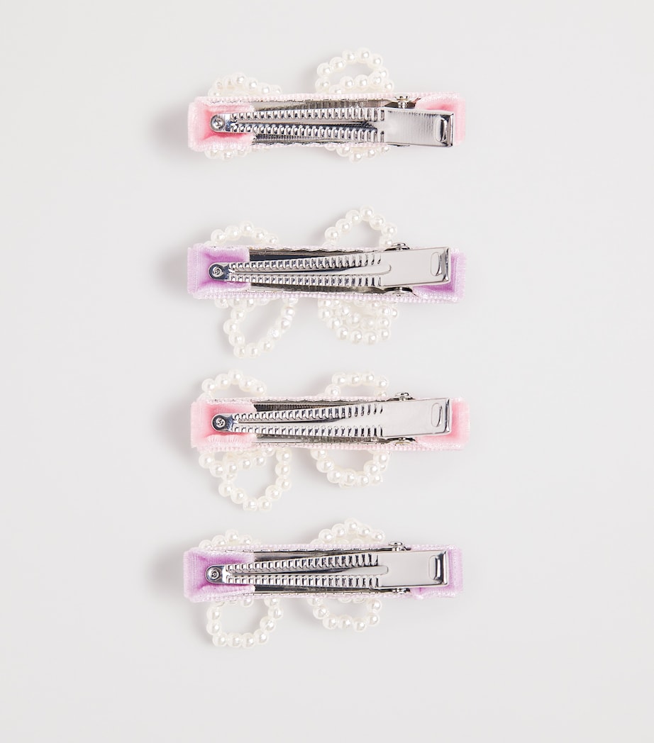 Velvet Pearl Bow Hairclips (Set of 4) MULTI Image 2