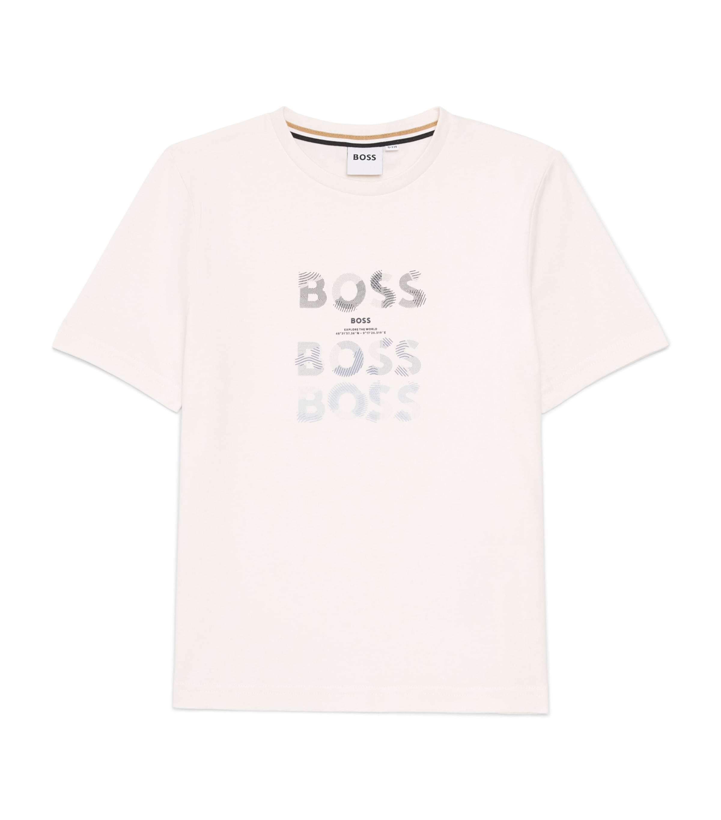 BOSS Kidswear Cotton Logo T-Shirt (4-16 Years) Ivory Image 1