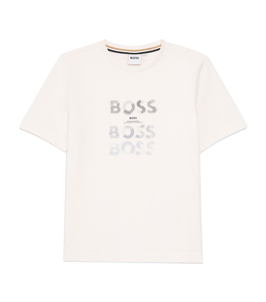BOSS Kidswear Cotton Logo T-Shirt (4-16 Years) Ivory Image 1
