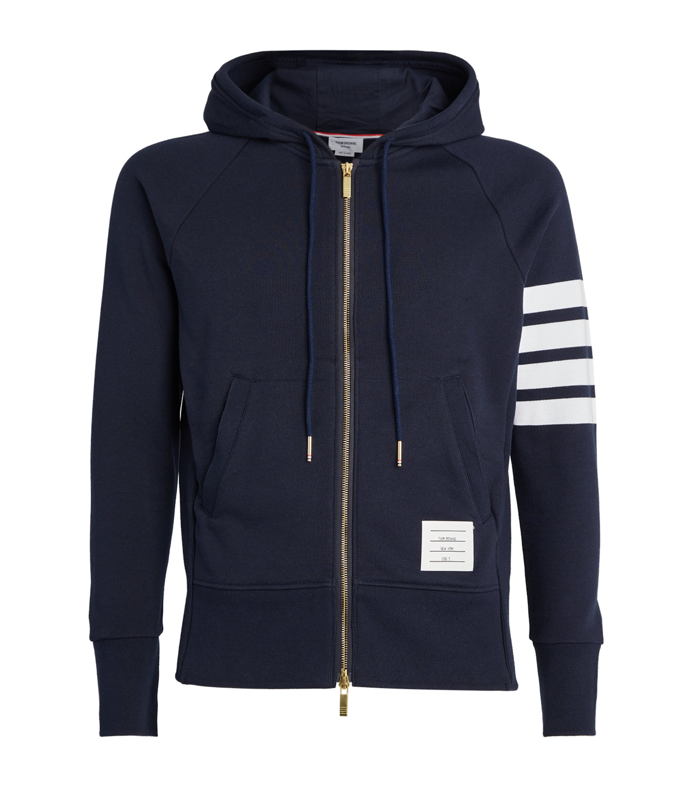 Thom Browne Four-stripe Zip-up Hoodie In Navy