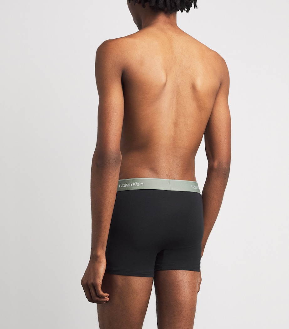 Calvin Klein Mens Stretch-Cotton Relaxed Icon Trunks (Pack of 3) Black Mist/blu Image 3