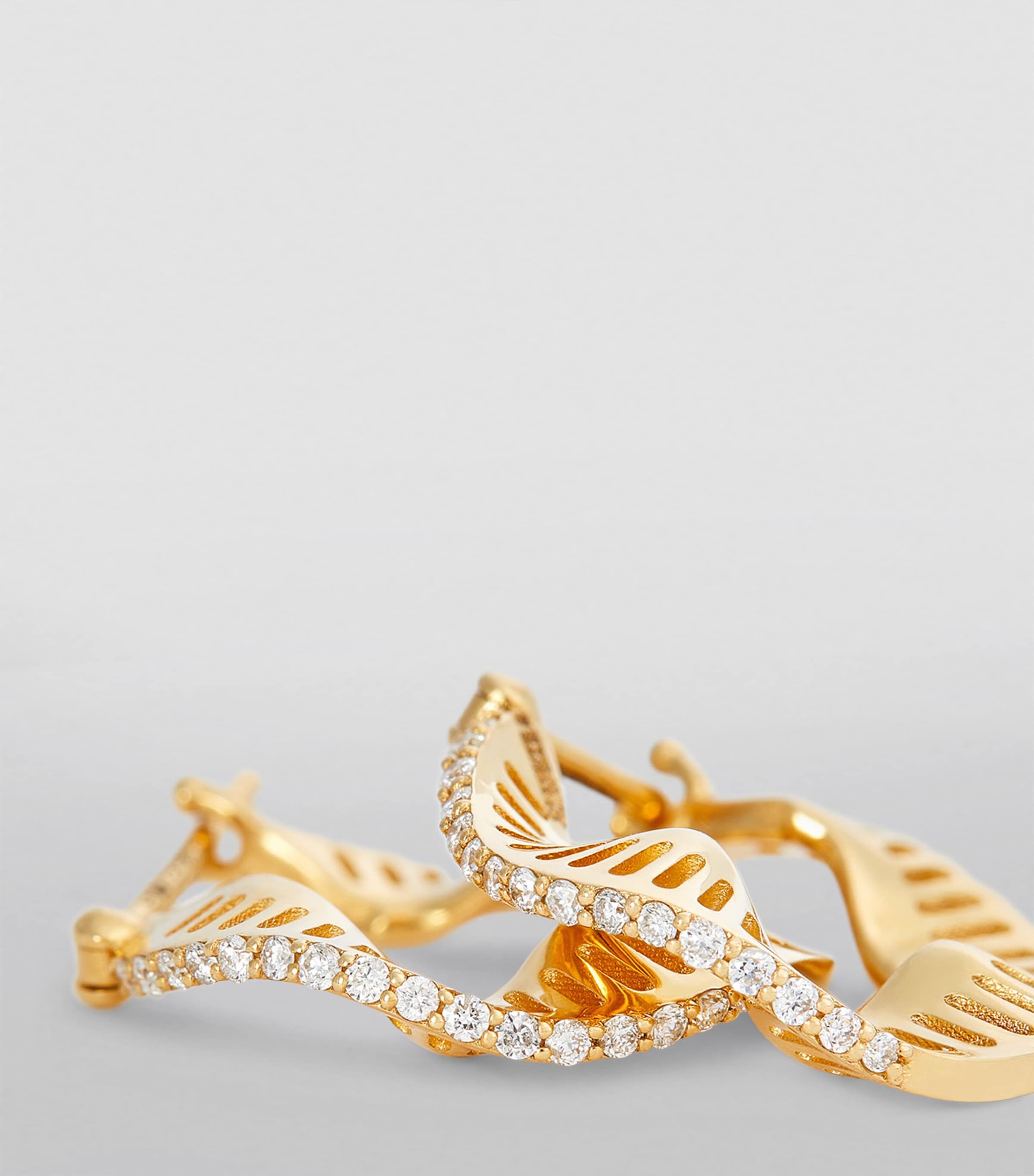 Yellow Gold and Diamond Cosmic Rays Hoop Earrings YELLOW GOLD Image 6